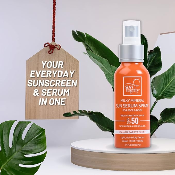 Milky Mineral Sun Serum Spray for Face &amp Body - Broad Spectrum SPF 50 3.4oz
