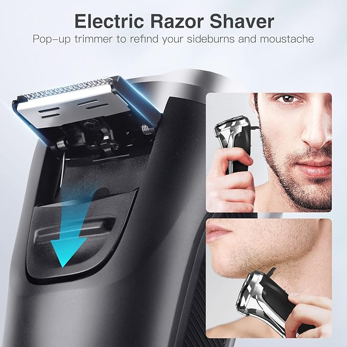 Electric Razor for Men Men?™s Electric Shavers Wet &amp Dry Shaver with Pop-up Trimmer USB-C Rechargeable Waterproof Portable Shaver with LCD Display/Travel Organizer/Travel Lock Ideal Men Gift