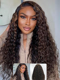 Nadula Golden Brown Highlight Water Wave Bye Bye Knots Glueless Wig Pre Cut 7X5 Invisible Knots HD Lace Front Wigs Human Hair Pre Plucked Wet and Wavy Ready to Go Wig 150% Density 16inch