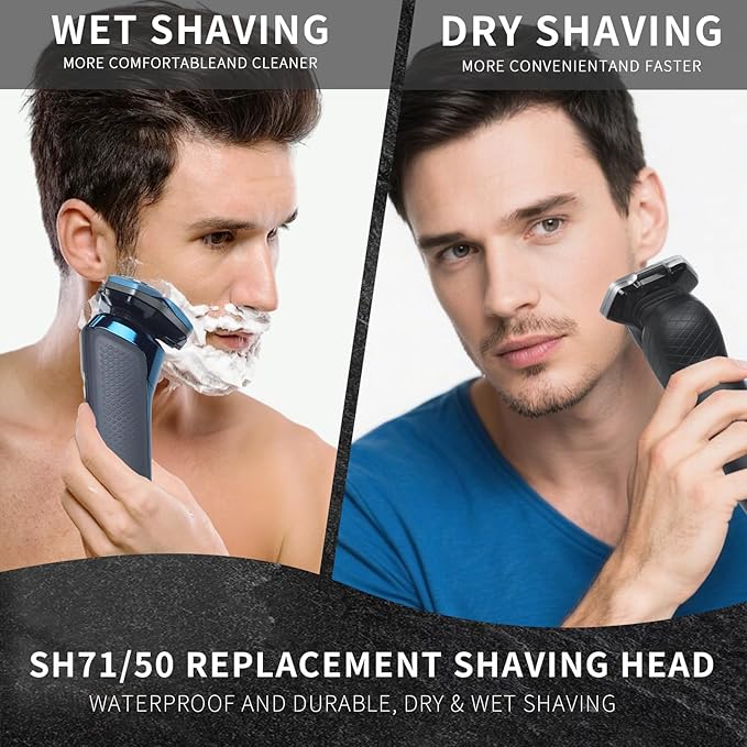 SH71/50 Shaving Heads Compatible with Phili*s Shavers Series S5000 (S5XXX)S7000 (S7XXX) for SH60/70 and SH70/70 (Silver)