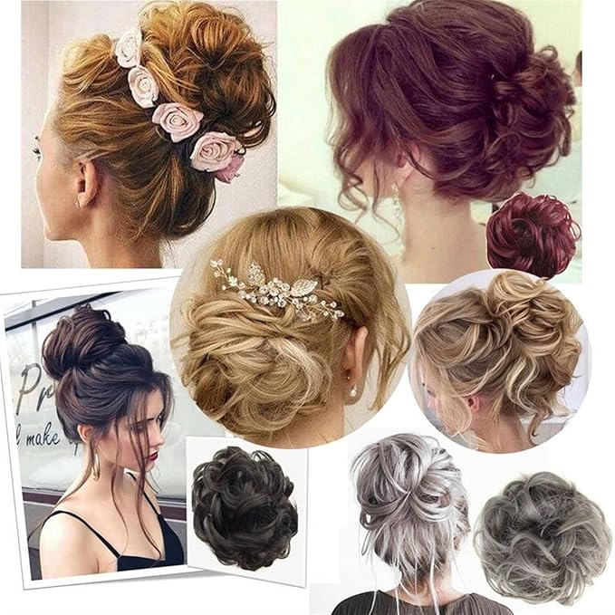 Hair Accessories Messy Bun Ponytail Hair Extensions 80cm Long with Elastic Rubber Band Synthetic Fluffy Wrap Wig Women Hair Bun Hair Pieces For Women(#1)
