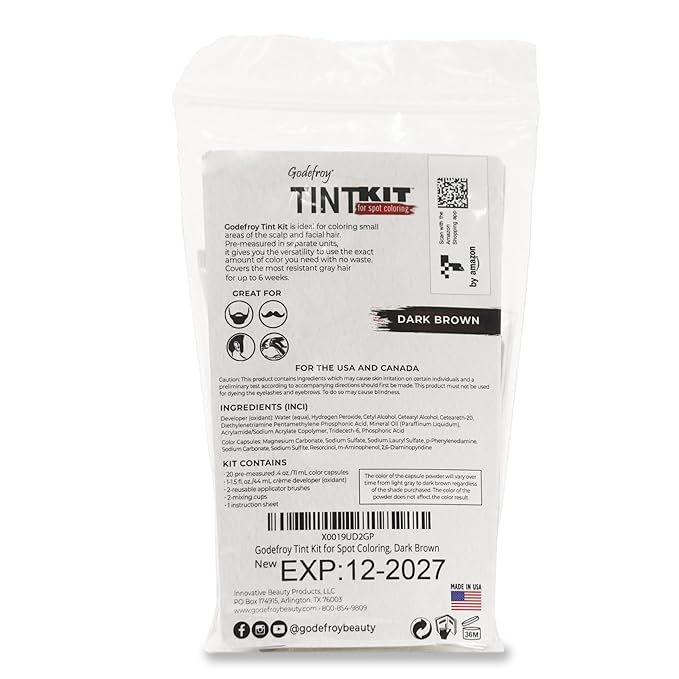 Godefroy Hair Color Tint Kit 20 Application and 4 oz Coloring Stain Remover Combo Complete Coverage of Gray Hair Roots Salon Quality Results - Dark Brown