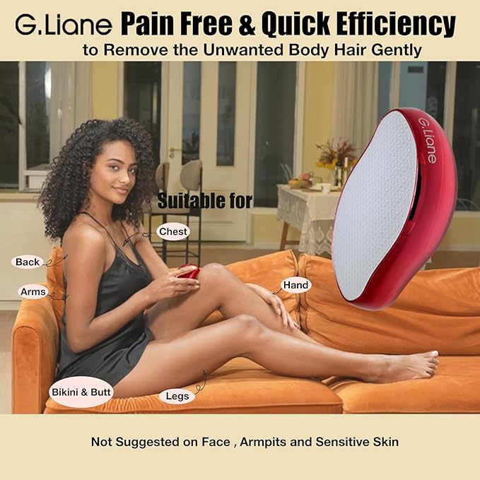 Crystal Hair EraserUpgraded Painless Crystal Hair RemoverEffective Nano Glass Hair Removal Device and Skin ExfoliationBody Epilator for Women and Men(Red)