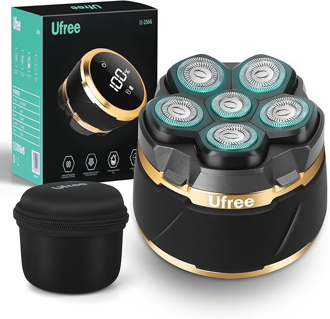Ufree Head Shavers for Bald Men Electric Shavers Razor Rechargeable Bald Head Razor Magnetic 6D Rotary Shaver Waterproof Face Beard Trimmer Mens Grooming Kit Gifts for Men