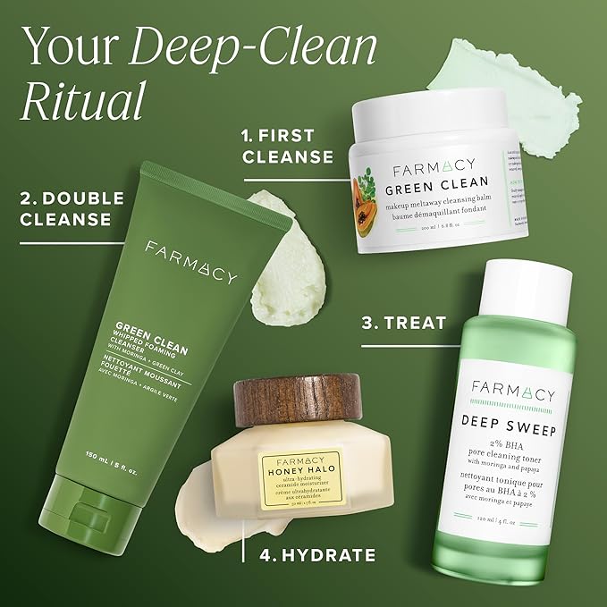 Farmacy Foaming Face Wash for Oily Skin - Whipped Greens Oil-Free Gentle Facial Cleanser + Exfoliator - Infused with Green Clay to Remove Impurities Control Oil + Maintain Skin Hydration (150ml)