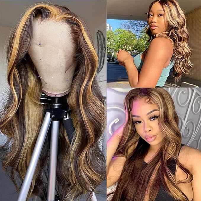 Body Wave Lace Front Wigs Human Hair Pre Plucked 13x4 HD Lace Frontal Wigs Human Hair 180 Density Natural Black Wigs for Women Human Hair Lace Front Wig with Baby (4/27 20 inch)