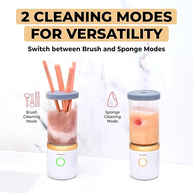 Ace Beaut? Premium Electric Makeup Brush Cleaner Machine Automatic Sponge and Make Up Brush Cleaner Rechargeable and Efficient Deep Cleaning Tool for Beauty Enthusiasts and Professionals
