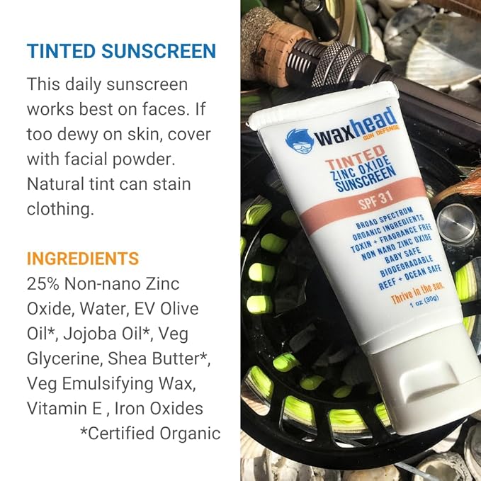 Waxhead Travel Size Sunscreen Sampler Box - Non-Nano Zinc Oxide Coral Reef Safe Biodegradable Sunblock SPF 30. Zinc Lip Balm Solid Mini Paste Tins (.5oz) Tinted Baby + Everyday (1oz) in Canvas Bag
