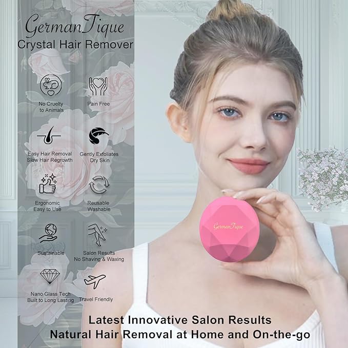 Crystal Hair EraserUpgraded Crystal Hair Remover DiamondPainless and Effective Nano Glass Hair Removal Stone and Skin ExfoliationNatural Epilator for Women and Men(Rose Pink)