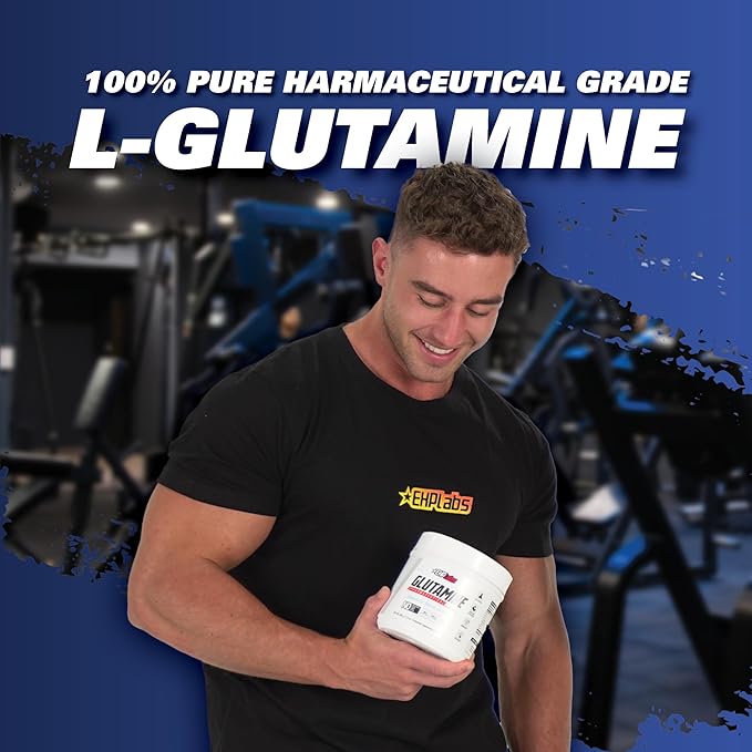 EHP Labs L Glutamine Powder Amino Acids - L-Glutamine Workout Recovery Immune Health &amp Gut Health Support (500g) - 100 Servings