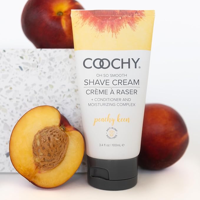 Coochy Shave Cream - Moisturizing Shave Lotion - Gentle Intimate Shaving Cream - For Bikini Area Underarms Legs &amp More - Rash-Free Hydrating Formula - Peachy Keen 32 oz