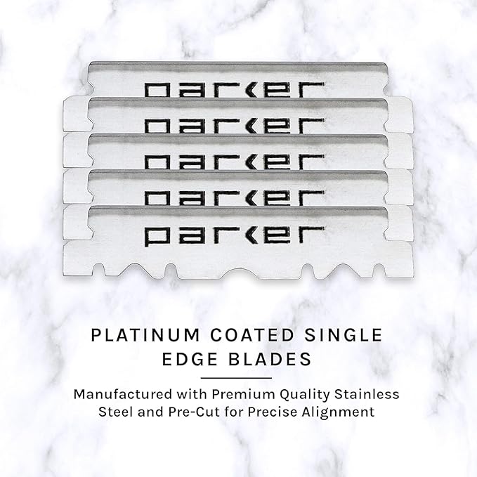 Parker SRW Professional Stainless Steel Barber Razor with 100 Premium Blades ? Replaceable Blade Straight Razor for Precision Grooming Men?™s Shaving &amp Barbershop Use | Iconic Brand