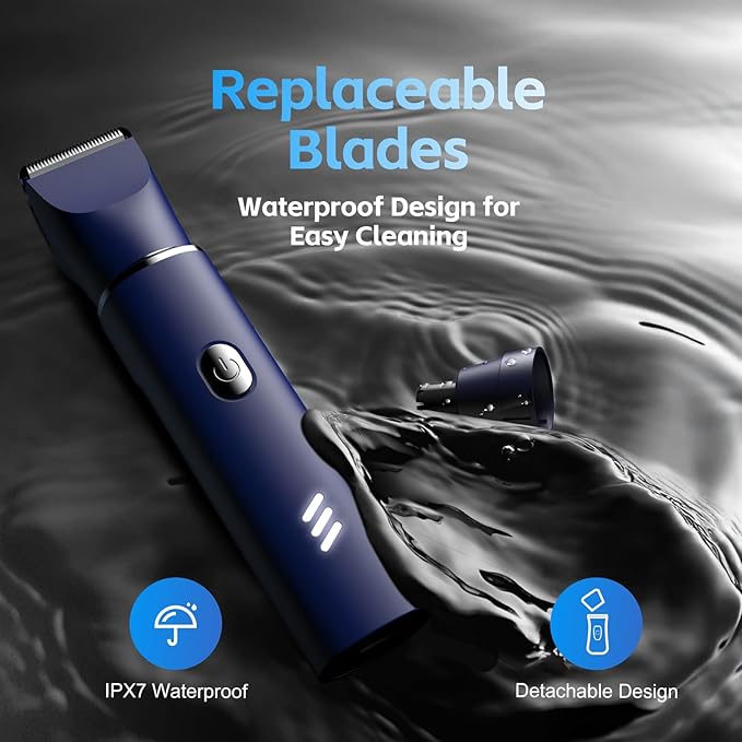 Electric Razor for Men: Manscape Body Trimmer for Mens Gifts Electric shavers IPX7 Waterproof USB-RechargeableReplaceable Blade Blue