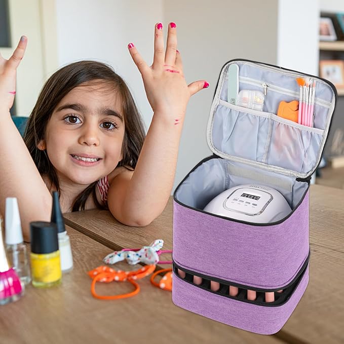 Travel Nail Polish Organizer Holds 30 Bottles (15ml) Double-layer Nail Polish Carrying Case Large Capacity Portable Storage Bag for Nail Varnish and Manicure Set