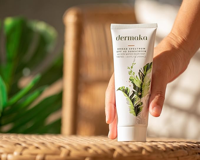 Dermaka Sunscreen SPF 42 for Face &amp Body ? 2-in-1 Lightly Tinted Mineral Sunscreen with Zinc Oxide &amp Titanium Dioxide ? Skin Soothing Water-Resistant 80 Min 3.4 oz
