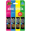 Sun Zapper Zinc Oxide Sunscreen Stick ? SPF 50+ Tinted 4-Pack (Pink Blue Green Yellow) ? Sunscreen Stick Zinc Sunscreen Water Resistant Broad Spectrum UVA/UVB Made in Australia
