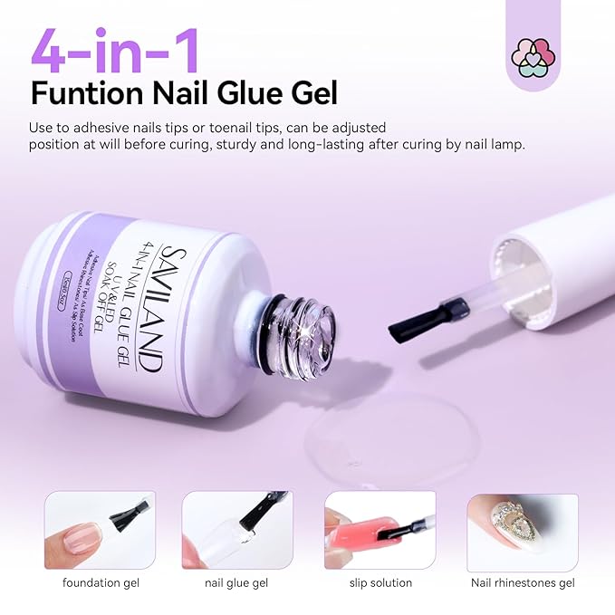 SAVILAND Toe Nail Tips and Glue Gel Kit - Gel Nail X Kit for Toes Poly Press On Toes Nails Kit with Nail Drill 500 Pcs Fake Toenails Tips with Nail Glue Acrylic Nail Kit Nail Lamp Salon At Home Gift