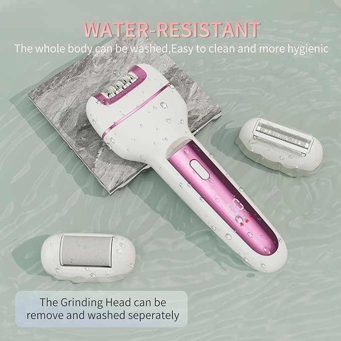 Epilator for Women 3-in-1 Epilator Body Hair Removal DeviceWet/Dry Waterproof Cordless Rechargeable Electric Trimmer &amp Shaver &amp Callus Remover for Women &amp Men 606 Pink
