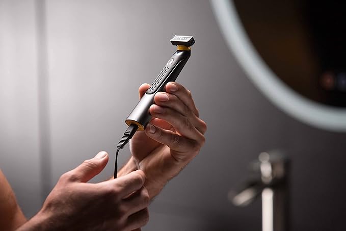 MicroTouch SOLO Titanium Rechargeable Beard &amp Body Razor that Trims Edges Shaves and Grooms