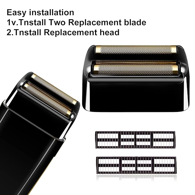 Professional Replacement Foil and Cutters for BaBylissPRO Barberology Double Foil Shaver Compatible with BaBylissPRO Barberology FXFS2 Shaver (black)