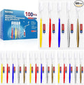 Navona 100 PCS Travel Toothbrush and Toothpaste Set Travel Toothpaste Bulk Toothpastes Individually Wrapped Bulk Toothbrush Ergonomics HandleMedium Soft Bristle Perfect for Hotel