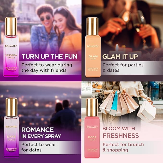 Bel a Vita Luxury Long Lasting Perfume Gift Set for Woman | 4x20ml | Gifts for Women | Floral Fruity Premium Fragrance Scent