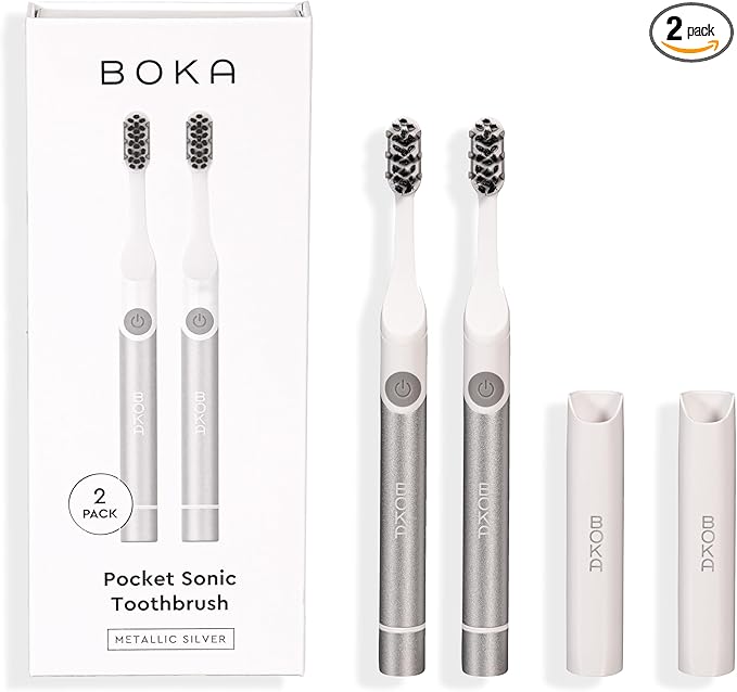 Boka Sonic Electric Toothbrush for Adults 2 pk - 24000 VPM w/Standard &amp Sensitive Modes - Waterproof &amp Up to 120 Battery Life w/Travel Cover &amp Mirror Mount - Automatic Smart Timer Non-Sli