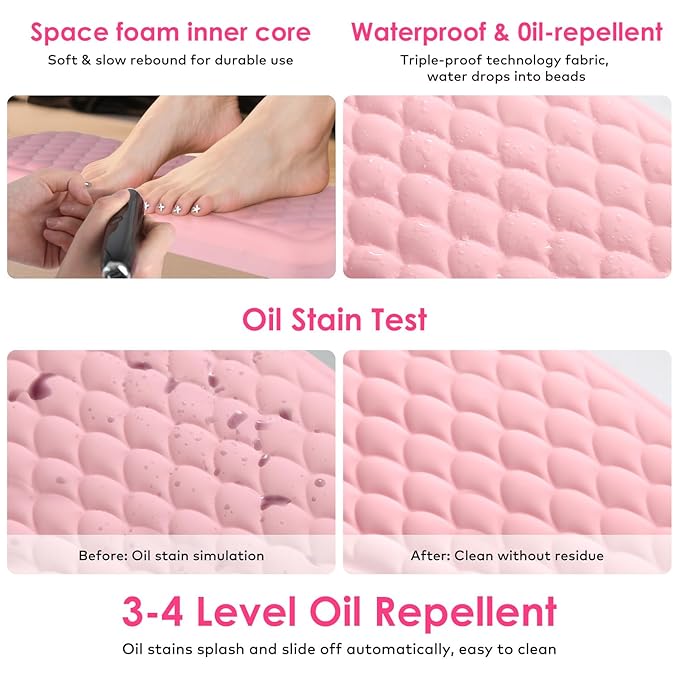 Pedicure Foot Rest for Nail Tech Nail Salon BORNBYME Update PU Leather Foot Nail Stand Rest for Pedicure Pink