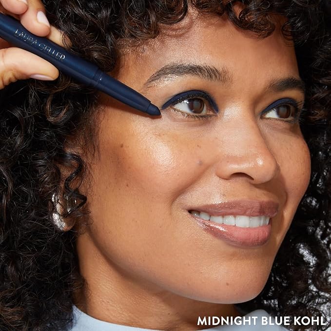 LAURA GELLER NEW YORK Kajal Longwear Kohl Eyeliner Pencil - Midnight Blue Kohl - Caffeine and Vitamin E - Smooth &amp Blendable Liner - Built-In Sharpener