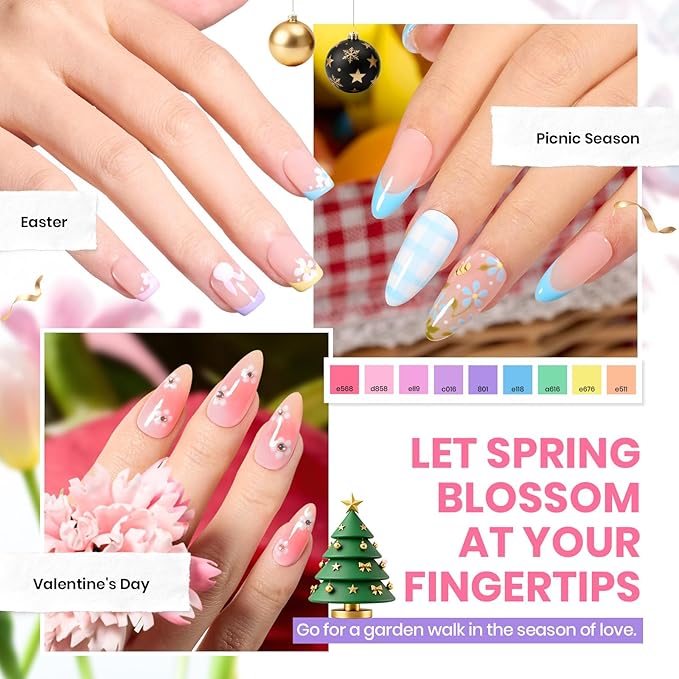 Beetles Winter Gel Nail Polish Set 70 PCS 60 Colors Red Green Pink Brown Blue Nude Glitter Gel Nail Polish Kit with Base Top Coat for Beginners UV LED Needed DIY Salon Christmas Gifts for Women