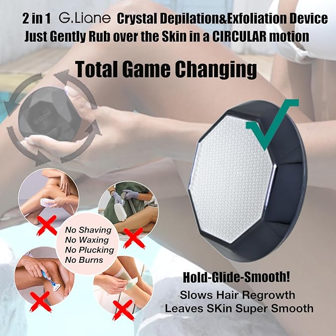 Crystal Hair EraserPainless Nano Hair Remover ExfoliationGentle and Efficient Glass Hair Removal Device Without WaxingNatural Epilator for Women and Men(Diamond Black)
