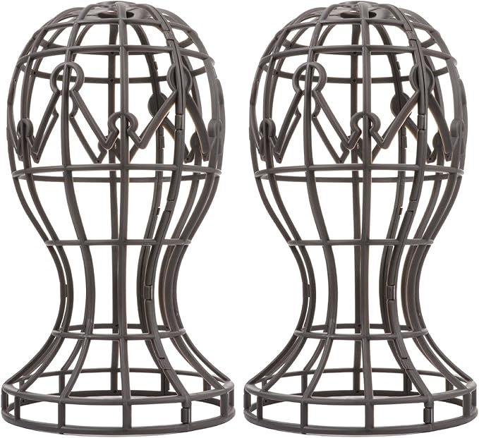 2Pcs Wig Head Stand Display Hat Holder for Women Plastic Mannequin for Wig Making Hair Styling Salon Home Travel and Hairdressing Practice