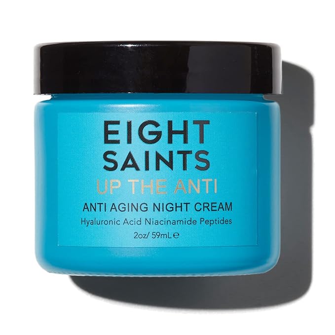 Eight Saints Skin Care Up the Anti Night Cream Face Moisturizer to Reduce Fine Lines and Wrinkles Natural and Organic Anti Aging Cream For Face &amp Neck with Niacinamide and Hyaluronic Acid 2 Ounc