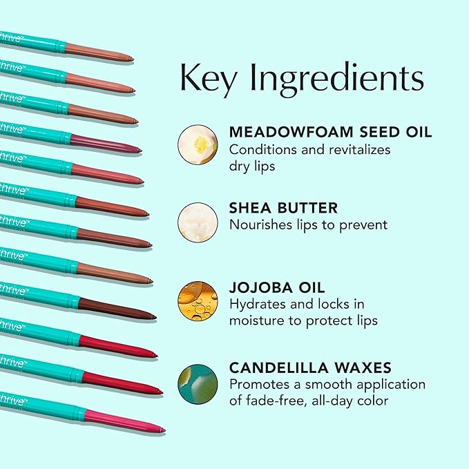 Thrive Causemetics Lip Filler Long-Wearing + Plumping Lip Liner Shea Butter Hydrating Lip Plumper Retractable Lip Liner Pencil Built In Sharpener Vegan &amp Cruelty Free Jillian (Apricot)