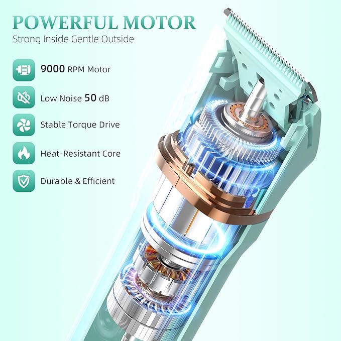 5-in-1 Bikini Trimmer for Women IPX7 Waterproof Electric Razors Shaver Cordless Body Hair Trimmer Facial &amp Pubic Hair Removal Ceramic Blade (Pure Green)