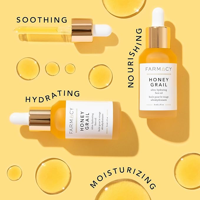 Farmacy Hydrating Face Oil - Honey Grail Nourishing Oil for Skin &amp Hair - Infused with Sea Buckthorn Oil Rosehip Oil &amp Buckwheat Honey to Moisturize &amp Maintain a Healthy Skin Barrier (30m