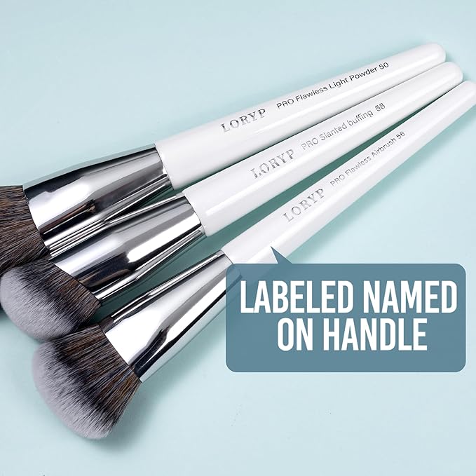 LORYP Makeup Brush Set Professional Soft Synthetic Vegan Luxury Cosmetic Brushes for Face &amp Eye White 20 Pcs