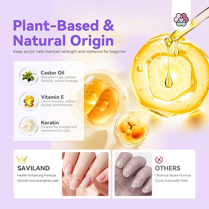 SAVILAND Acrylic Nail Kit for Beginners with Everything: Professional Nails Kit Acrylic Set with Powder Liquid Brush Forms Gel Polish U V Lamp Extension Tools Kit for Home DIY &amp Salon Manicure