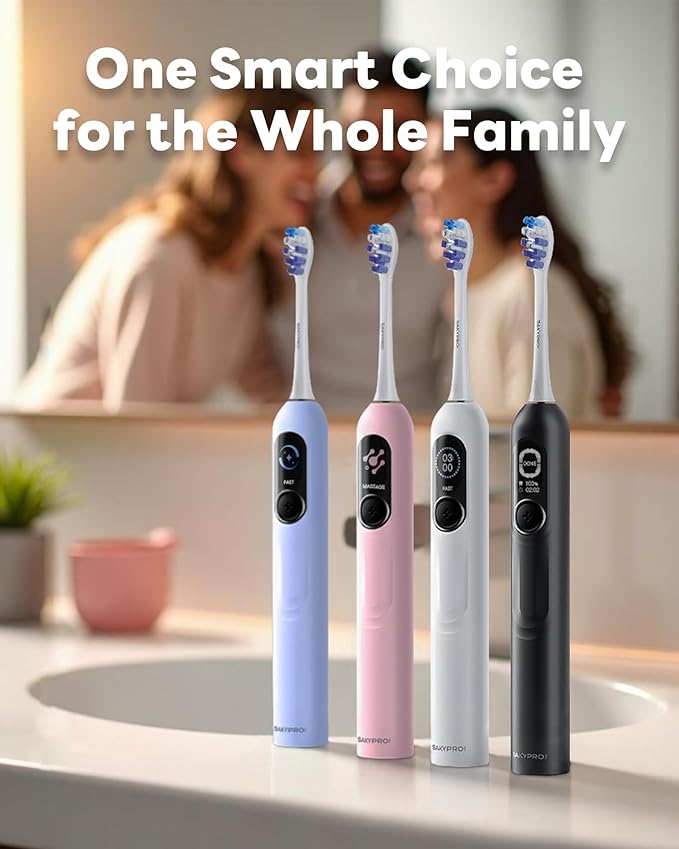 Electric Toothbrush with AI Smart Screen for Adults Kids Teens | 150-Day Battery Real-Time Brushing Map | Whitening Mode 3-Min Timer Travel Case | Family Sonic Toothbrush (G5S Blue)