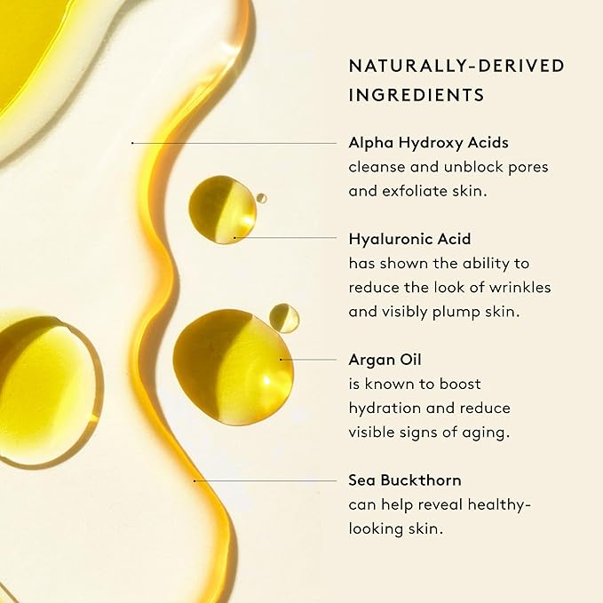 Naked &amp Thriving The Night Set | Renew Resurfacing Night Serum (30 mL) + Rejuvenate Restorative Face Oil (35 mL) with Hyaluronic Acid Argan &amp Sea Buckthorn Oils and Fruit AHAs (Set of 2)