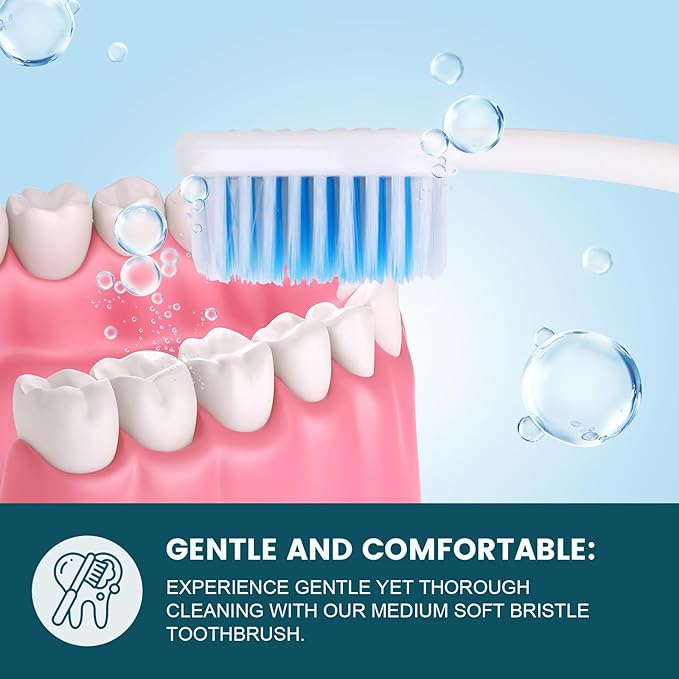 Navona 300 PCS Premium Individually Wrapped Bulk Toothbrush Pack Disposable Toothbrushes Kids Toothbrush Medium Soft Bristle Toothbrushes Ergonomics Handle Perfect for Travel Hotel Donation