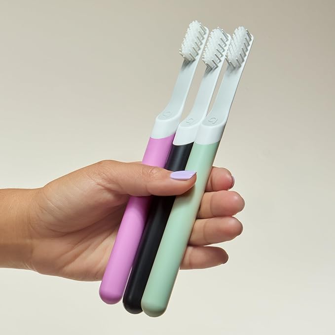 Quip Sonic Electric Toothbrush for Adults - Time Travel &amp Soft Bristles with Travel Case &amp Replacement Brush Head - 3 Month Battery Life Plastic Handle - Sage Green
