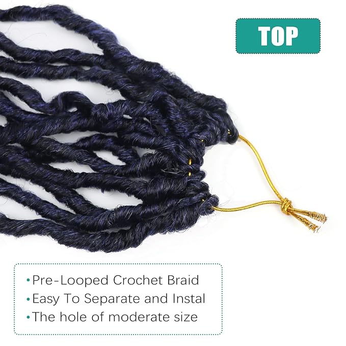 Goddess Locs Crochet Hair 24 Inch 8 Packs Soft Crochet Braids With Curly Ends Deep Faux Locs Crochet Hair for Black Women Pre Looped Synthetic Braiding Hair(24 Inch 1B/Blue/Grey)