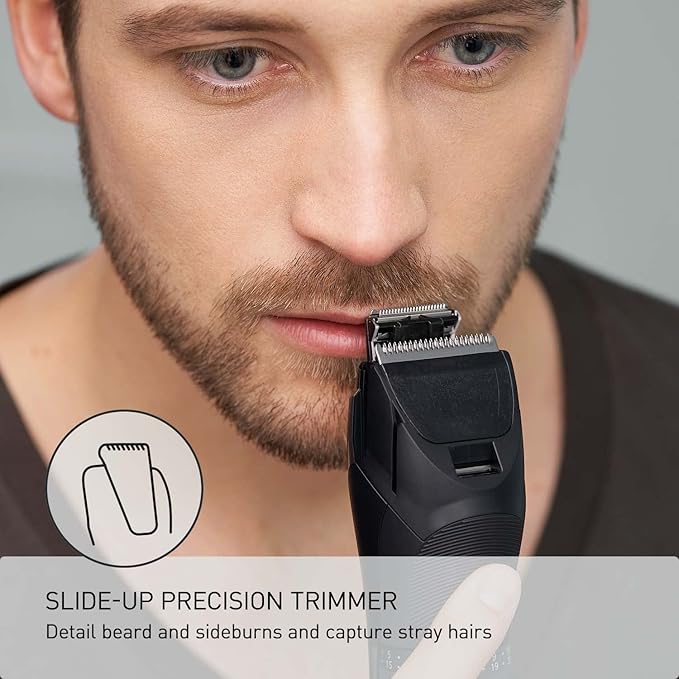 Panasonic Multi-Groomer Electric Beard Trimmer for Men Men?™s Trimmer for Beard Hair and Body 39 Trim Length Settings with 3 Attachments Corded/Cordless Operation ? ER-GB80-S (Silver)
