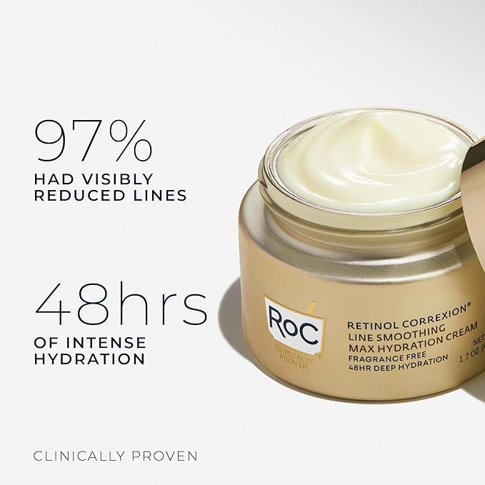 RoC Retinol Correxion Max Hydration Anti-Aging Daily Face Moisturizer with Hyaluronic Acid Fragrance-Free Oil Free Skin Care 1.7 Ounces (Packaging May Vary)
