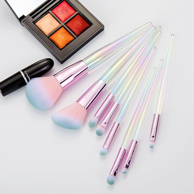 Rainbow Crystal Makeup Brushes Set Professional Vegan Makeup Brush Set with Case by ENZO KEN Bedazzled Cosmetic Brushes Makeup Set Sparkly Make up Brushes Set Professional Makeup Brush Set Vegan.