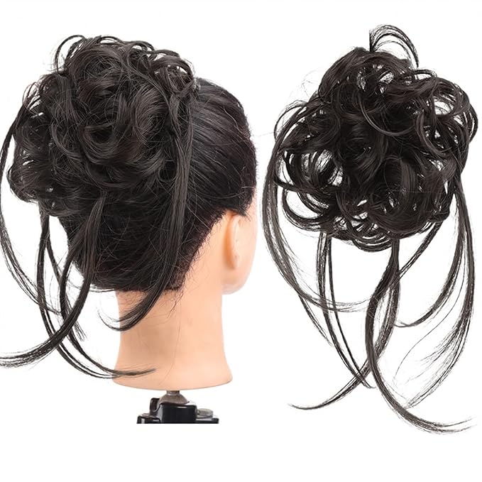 FRANCES Fake Hair Bun Synthetic Hair Bun with Elastic Comb Messy Bun Curls Hair Bun Women Wig Hair Extensions Hair Accessories Hair Accessories (Color : SW205-03)