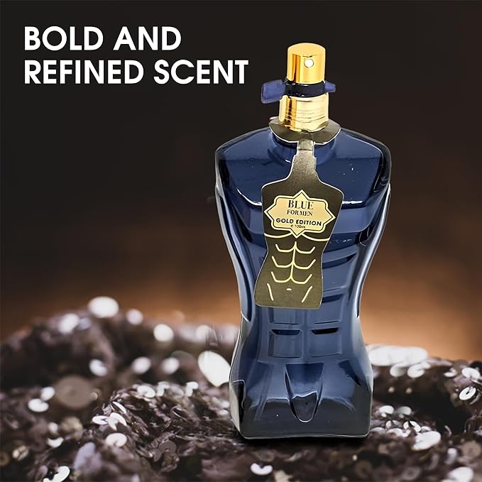 AZAD BLUE &amp Blue for Men Gold Edition Men's Cologne Set Oceanic &amp Gourmet Perfume Gift for Men | Fresh Sea Lavender &amp Creamy Scent | Long-Lasting Eau de Parfum Fragrance