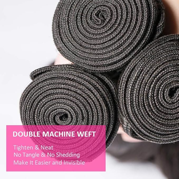 Loose Deep Wave Human Hair Bundles 100% Unprocessed Brazilian Virgin Remy Hair Extension (18 20 22 24 Inch) Natural Black Color for Women Soft and Full No Tangle and Shedding