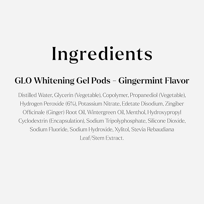 GLO Science So Brilliant Teeth Whitening Gel Pods ? Safe Effective Tooth Whitener with Silicon Brush 6% Hydrogen Peroxide ? Designed for Sensitive Teeth ? Gingermint Flavor (2 Packs of 5)
